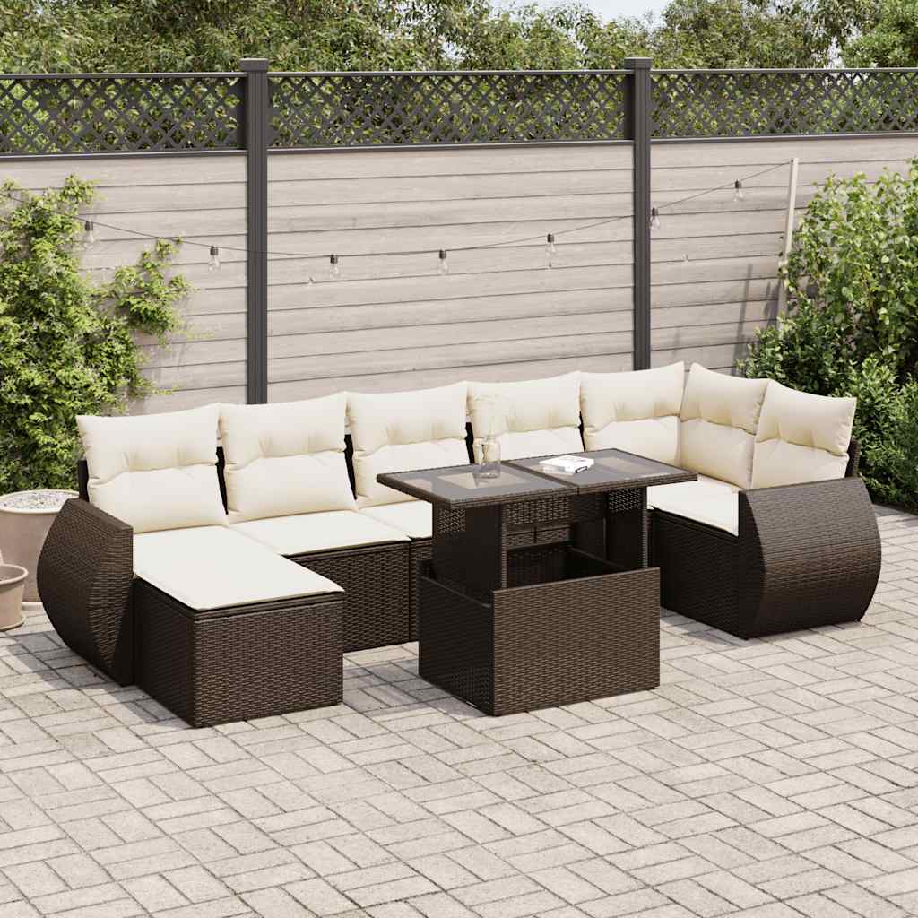 Set Mobilier De Grădină Cu Perne, 8 Piese, Negru, Poliratan