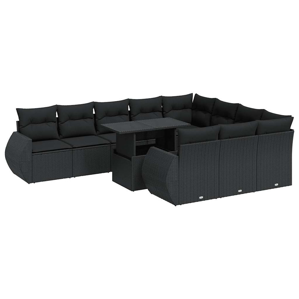 Set Canapele De Grădină Cu Perne, 11 Piese, , Poliratan