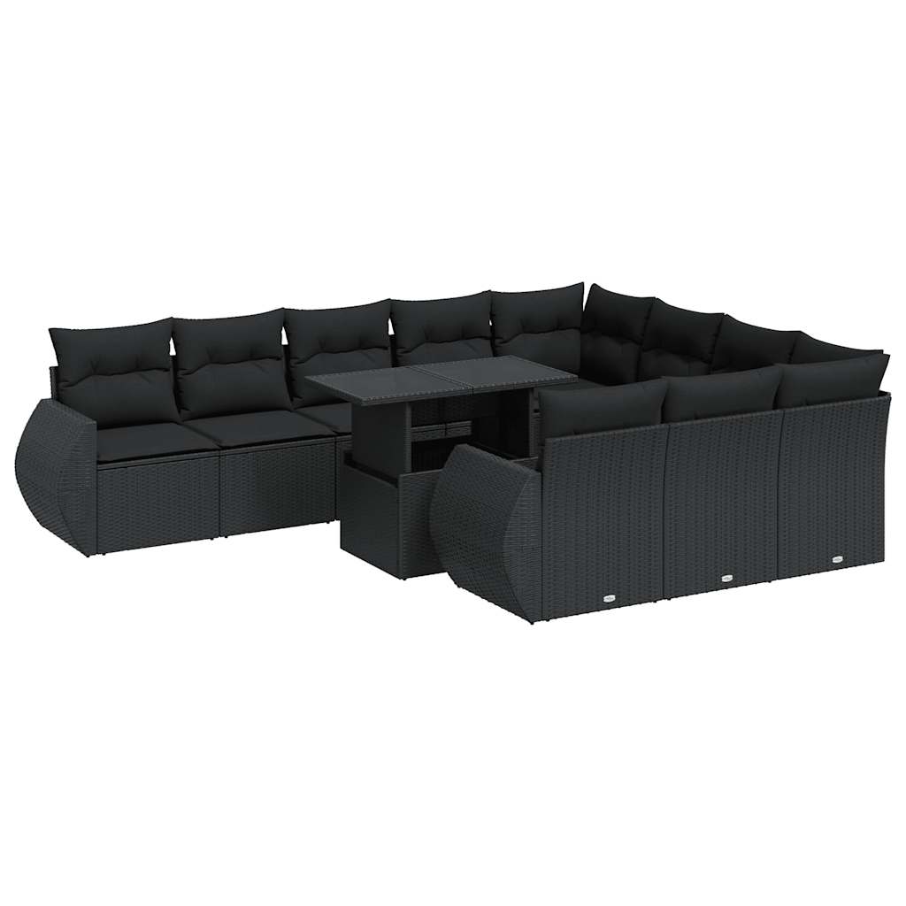 Set Canapele De Grădină Cu Perne, 11 Piese, , Poliratan