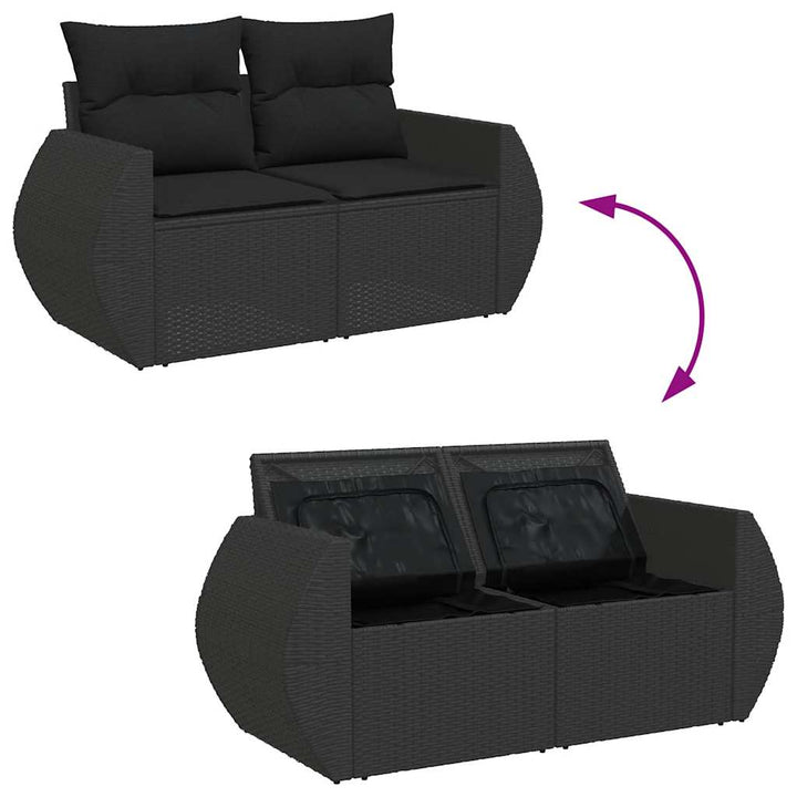 Set Canapele De Grădină Cu Perne, 11 Piese, , Poliratan