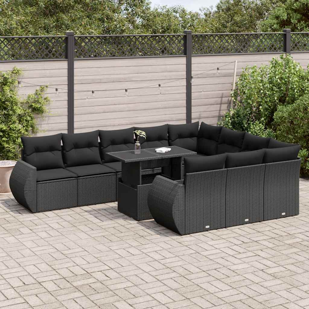 Set Canapele De Grădină Cu Perne, 11 Piese, , Poliratan