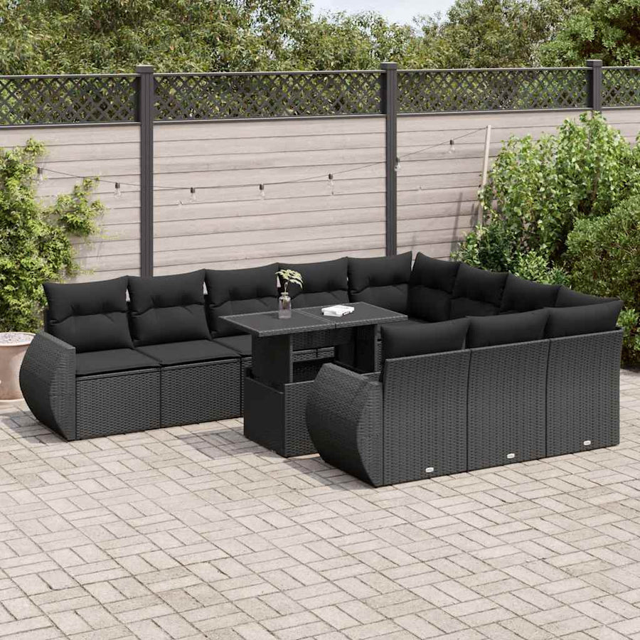 Set Canapele De Grădină Cu Perne, 11 Piese, , Poliratan