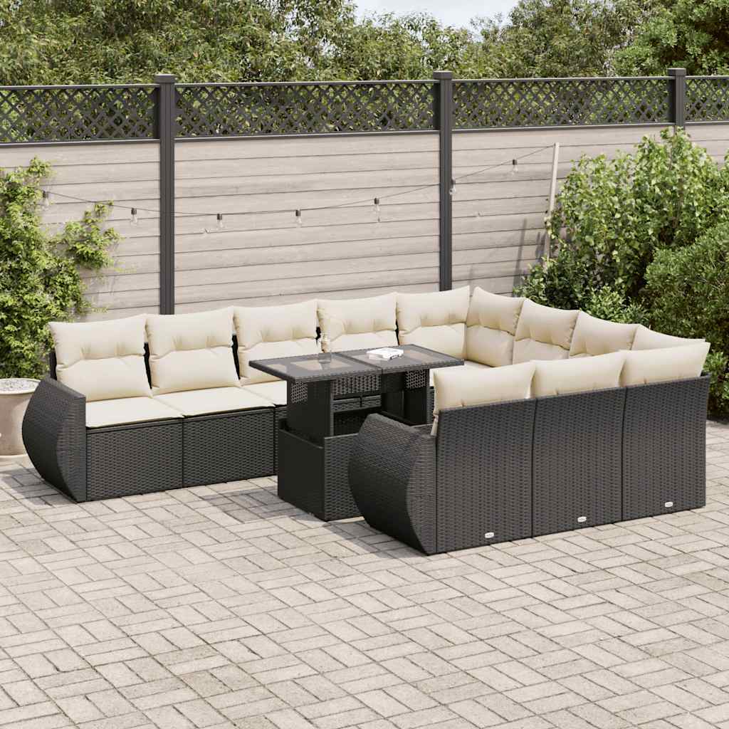 Set Canapele De Grădină Cu Perne, 11 Piese, , Poliratan