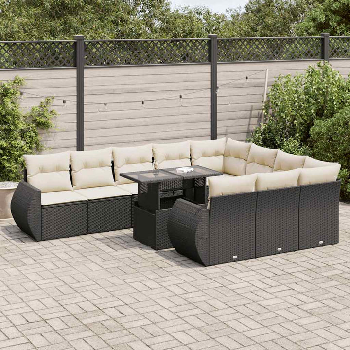 Set Canapele De Grădină Cu Perne, 11 Piese, , Poliratan