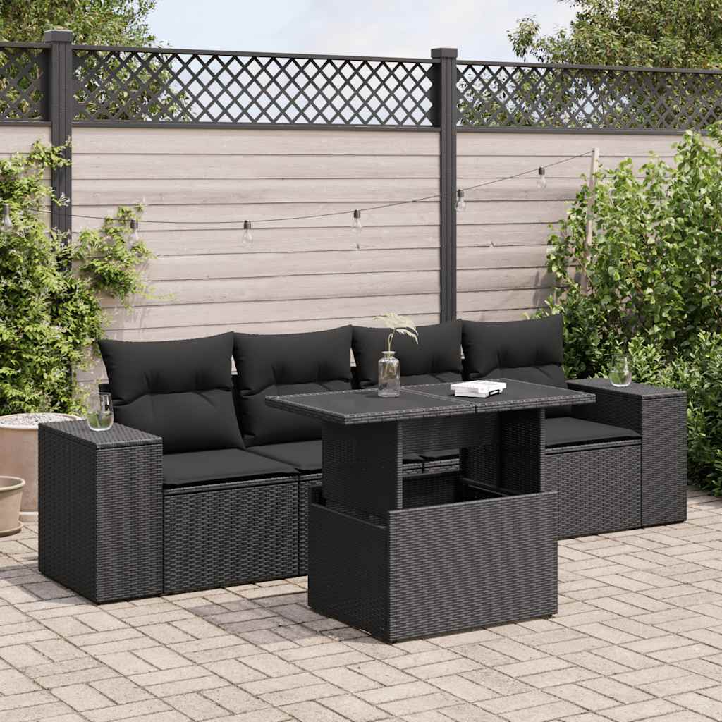 Set Canapele De Grădină Cu Perne, 5 Piese, Bej, Poliratan