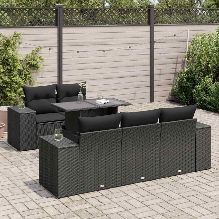 Set Mobilier De Grădină Cu Perne, 6 Piese, , Poliratan