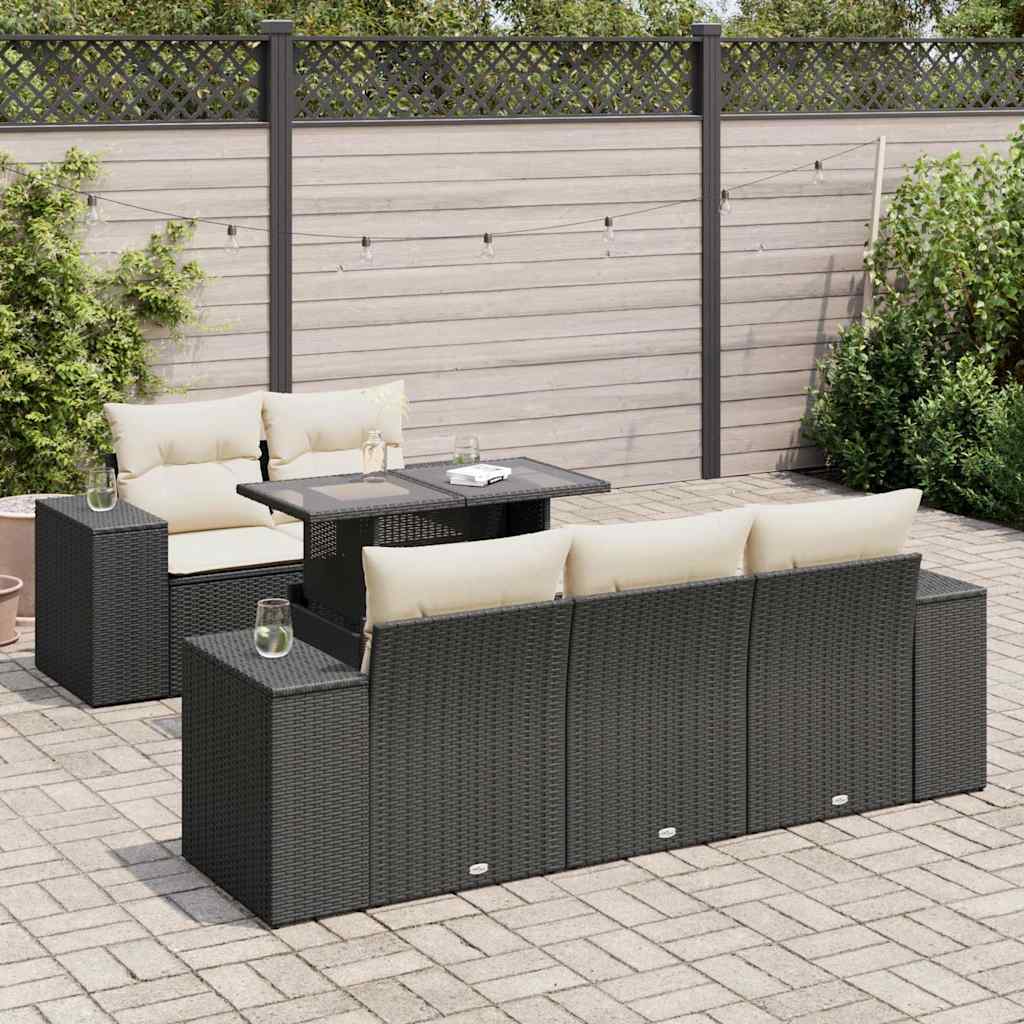 Set Mobilier De Grădină Cu Perne, 6 Piese, , Poliratan