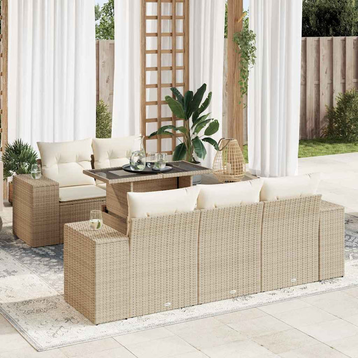 Set Mobilier De Grădină Cu Perne, 6 Piese, , Poliratan