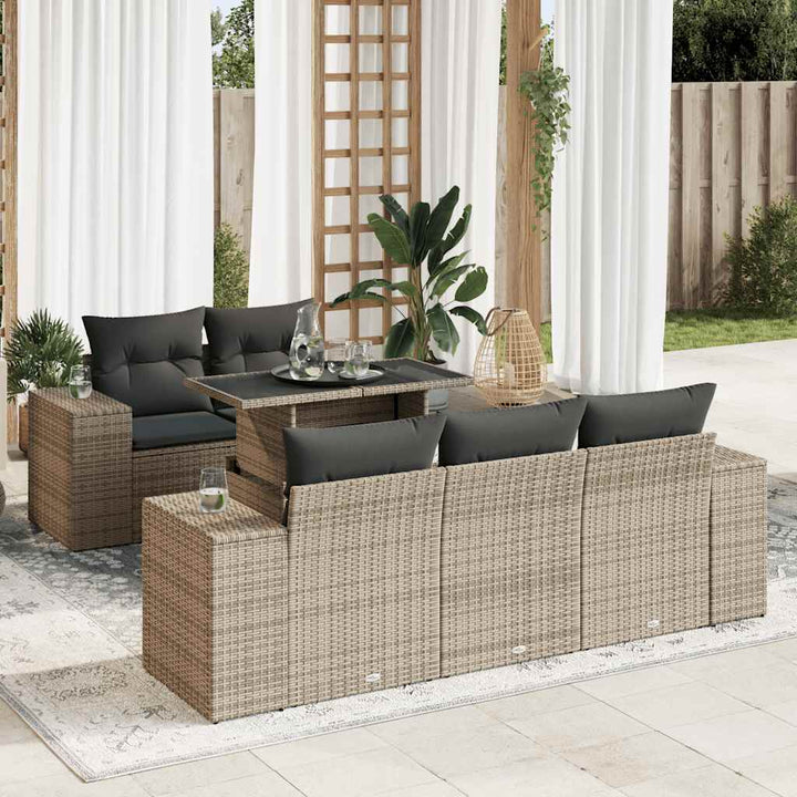 Set Mobilier De Grădină Cu Perne, 6 Piese, , Poliratan