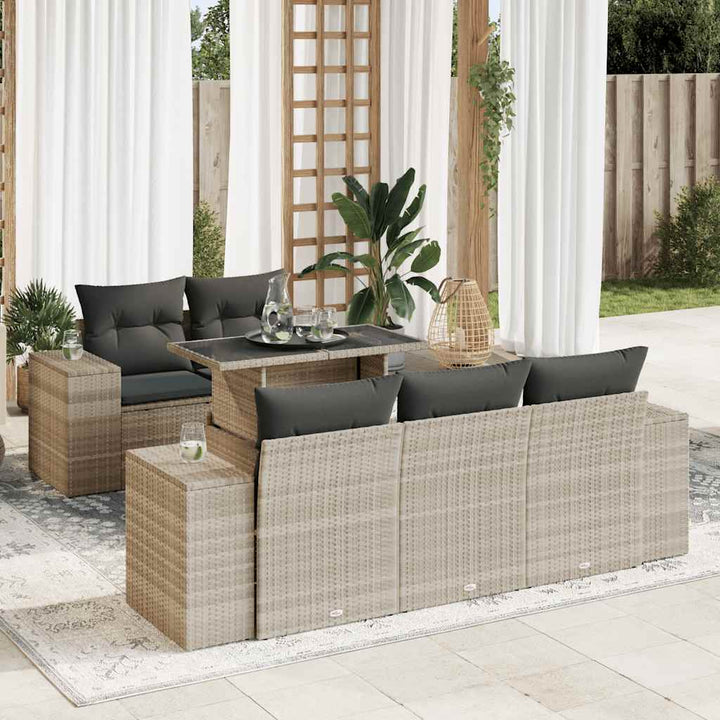 Set Mobilier De Grădină Cu Perne, 6 Piese, , Poliratan
