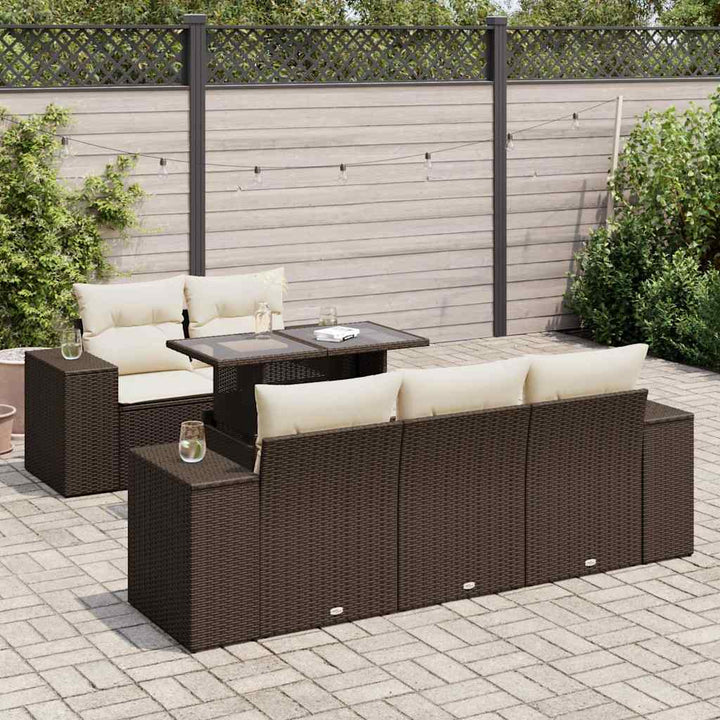 Set Mobilier De Grădină Cu Perne, 6 Piese, , Poliratan