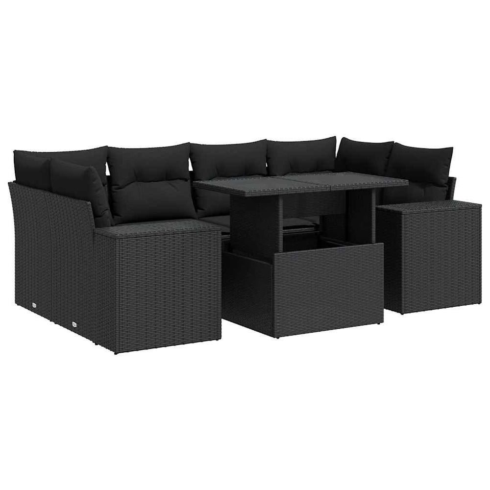 Set Canapele De Grădină Cu Perne, 7 Piese, , Poliratan