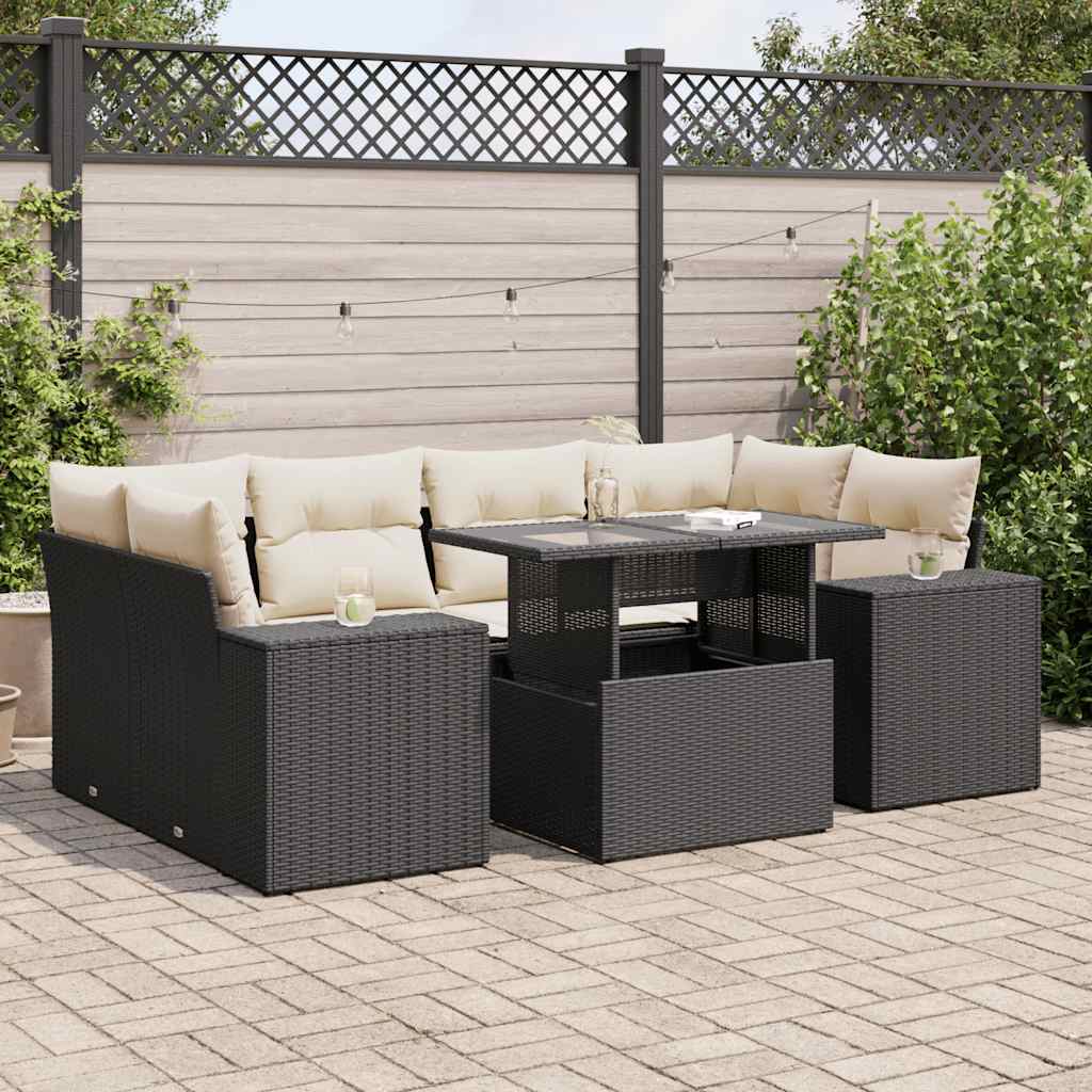Set Canapele De Grădină Cu Perne, 7 Piese, , Poliratan