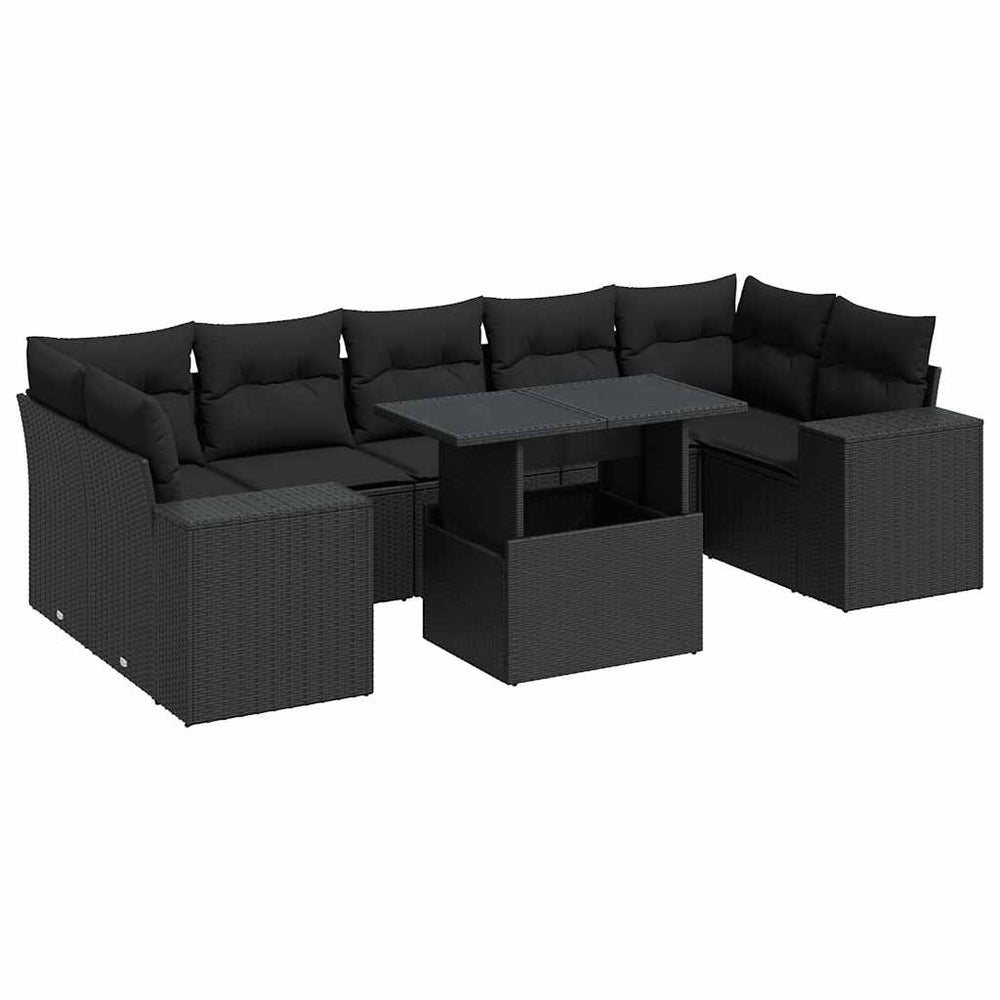 Set Mobilier De Grădină Cu Perne, 8 Piese, , Poliratan