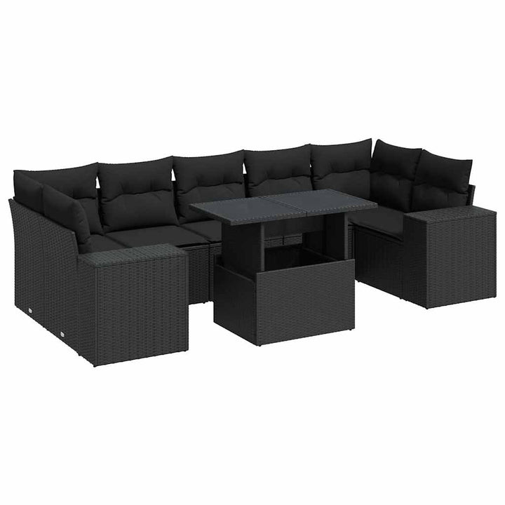 Set Mobilier De Grădină Cu Perne, 8 Piese, , Poliratan