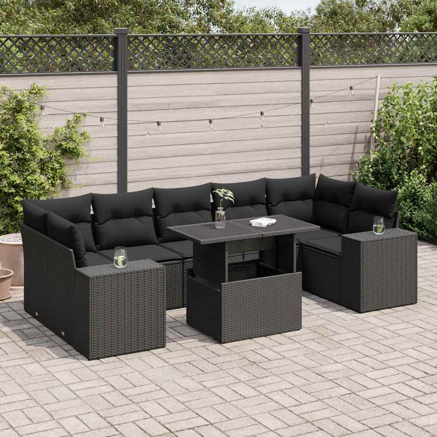 Set Mobilier De Grădină Cu Perne, 8 Piese, , Poliratan