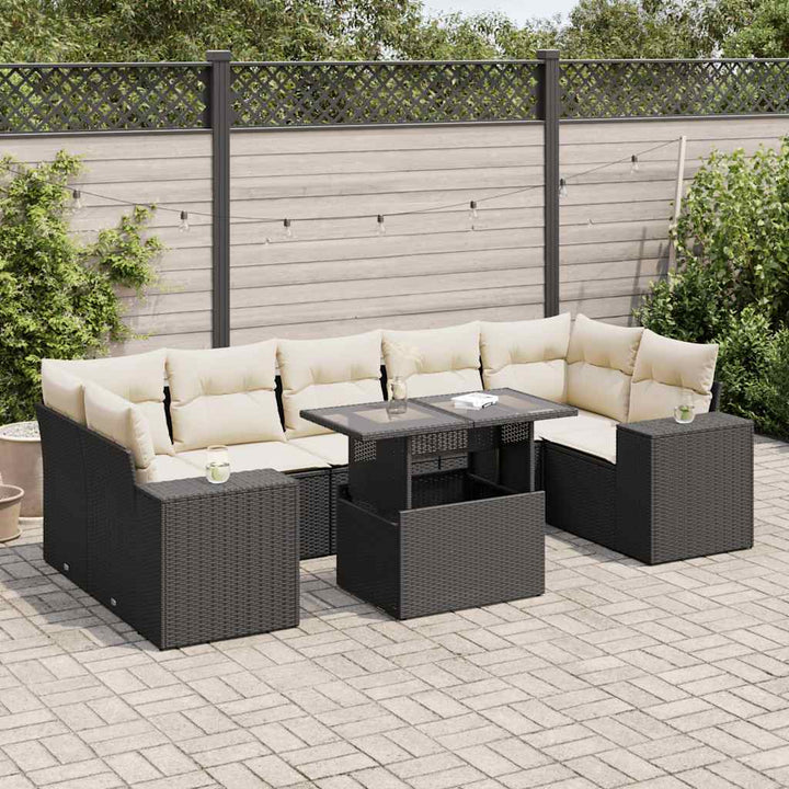 Set Mobilier De Grădină Cu Perne, 8 Piese, , Poliratan