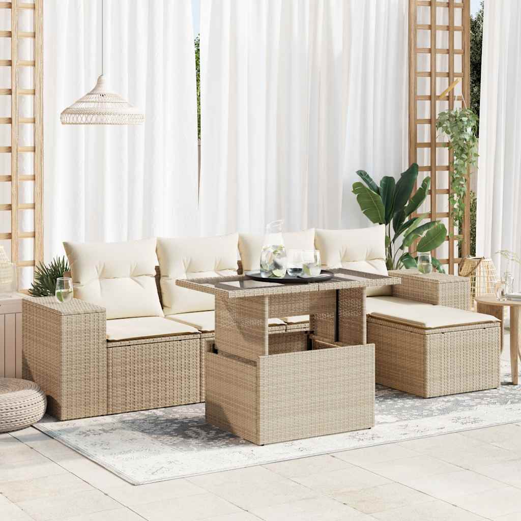 Set Mobilier De Grădină Cu Perne, 6 Piese, Negru, Poliratan