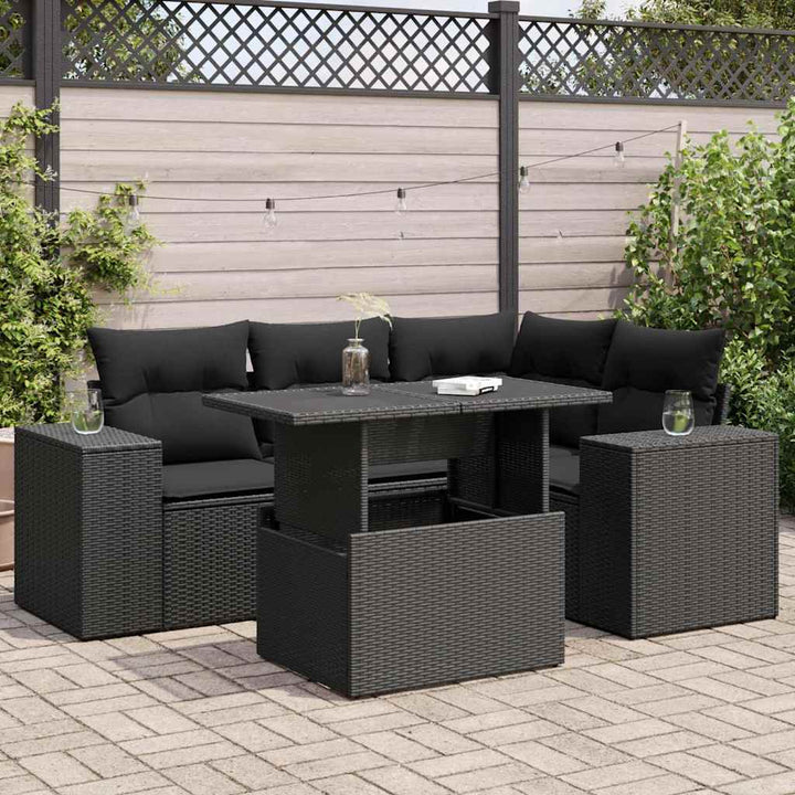 Set Canapele De Grădină Cu Perne, 5 Piese, Bej, Poliratan