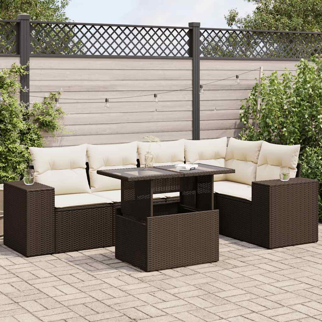 Set Mobilier De Grădină Cu Perne, 6 Piese, Negru, Poliratan