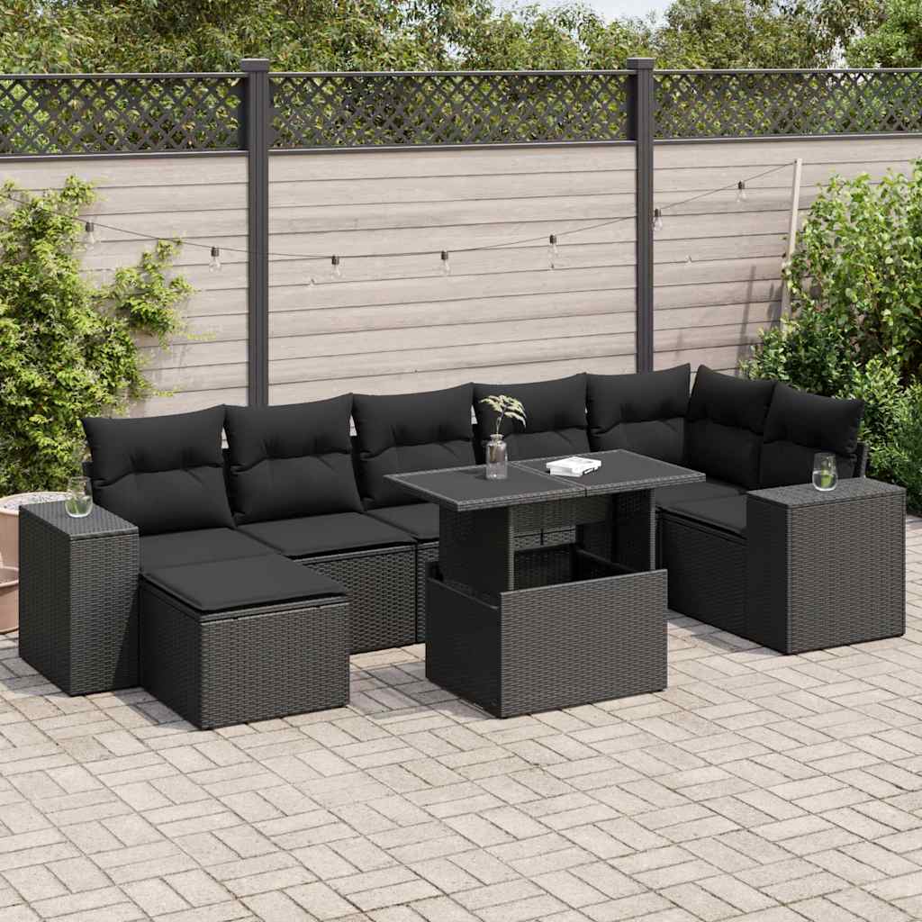 Set Canapele De Grădină, 8 Piese, Cu Perne, Bej, Poliratan