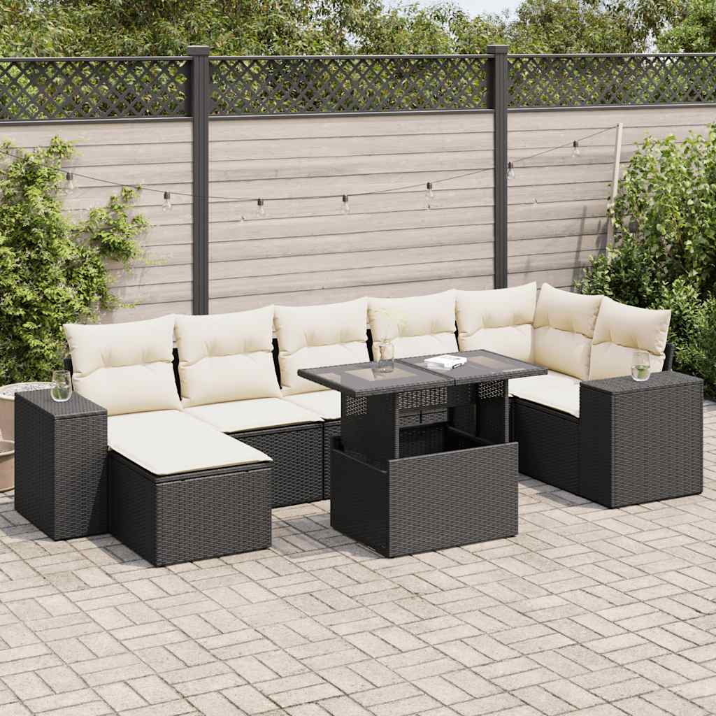 Set Canapele De Grădină, 8 Piese, Cu Perne, Bej, Poliratan
