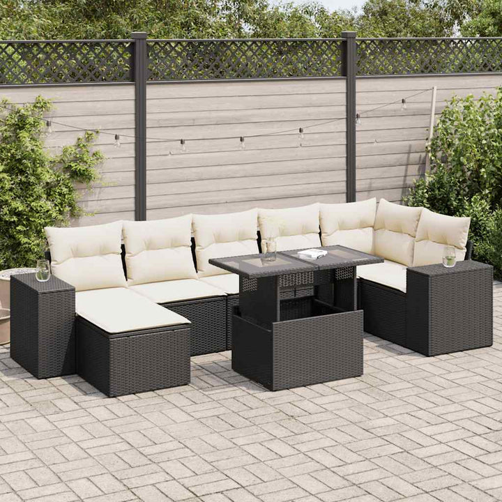 Set Canapele De Grădină, 8 Piese, Cu Perne, Bej, Poliratan