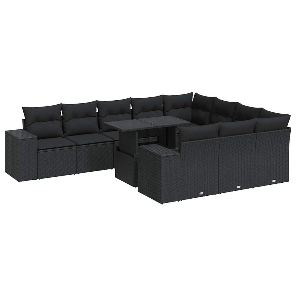 Set Canapele De Grădină Cu Perne, 11 Piese, , Poliratan