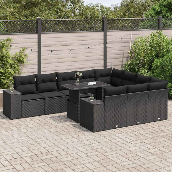 Set Canapele De Grădină Cu Perne, 11 Piese, , Poliratan