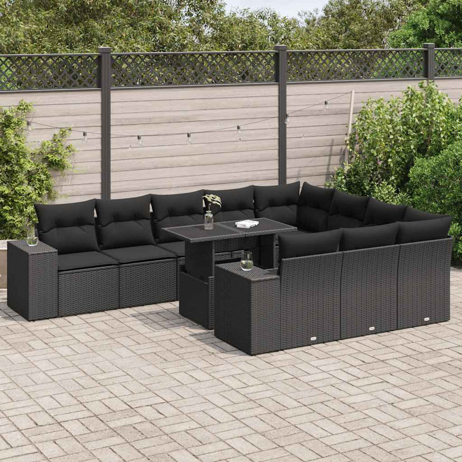Set Canapele De Grădină Cu Perne, 11 Piese, , Poliratan