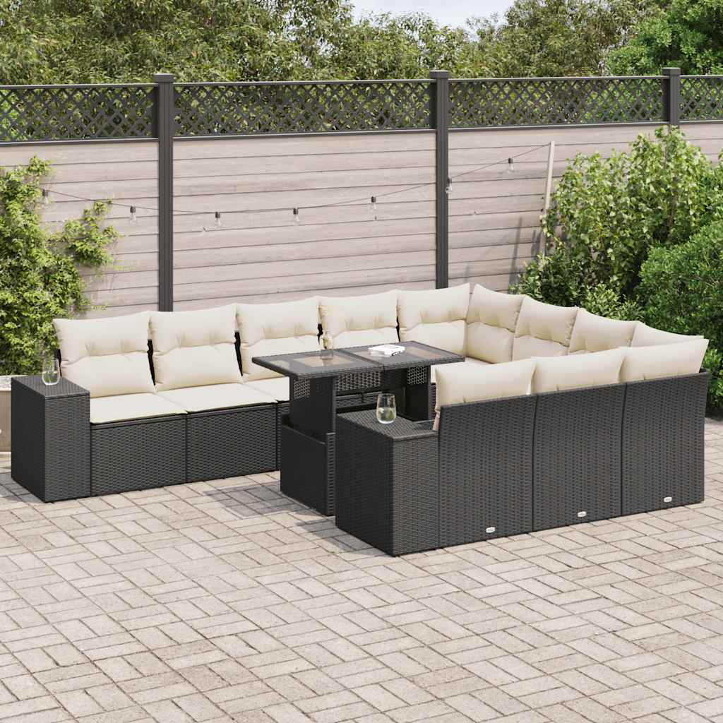 Set Canapele De Grădină Cu Perne, 11 Piese, , Poliratan