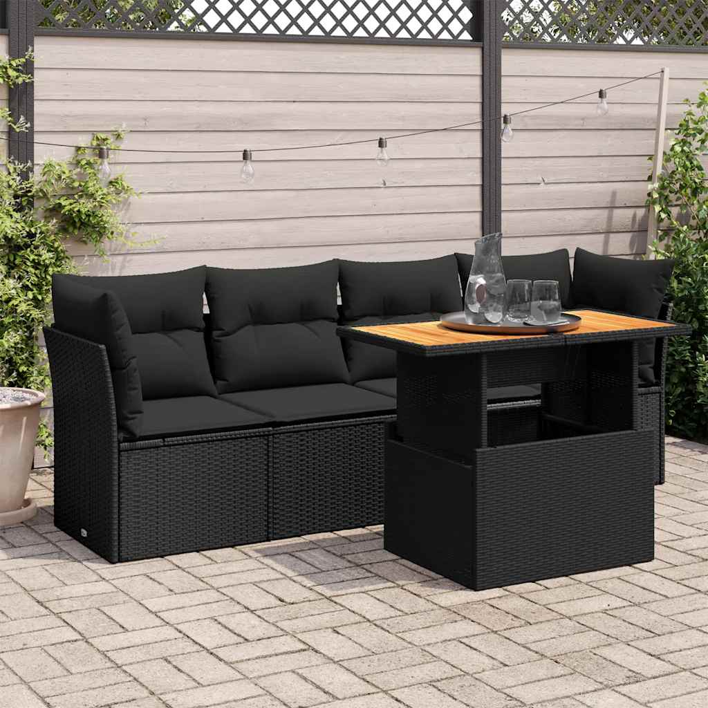 Set Mobilier De Grădină Cu Perne, 5 Piese, , Poliratan