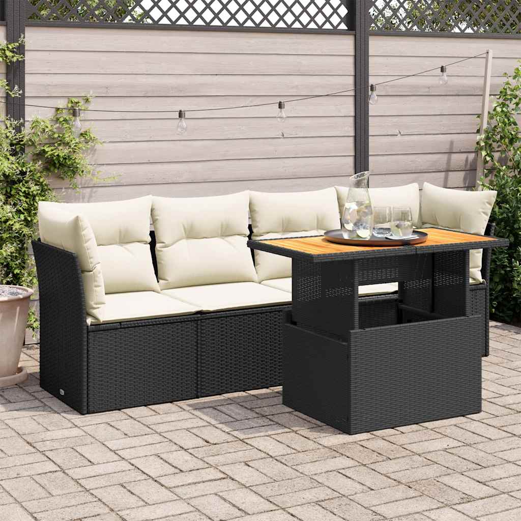 Set Mobilier De Grădină Cu Perne, 5 Piese, , Poliratan