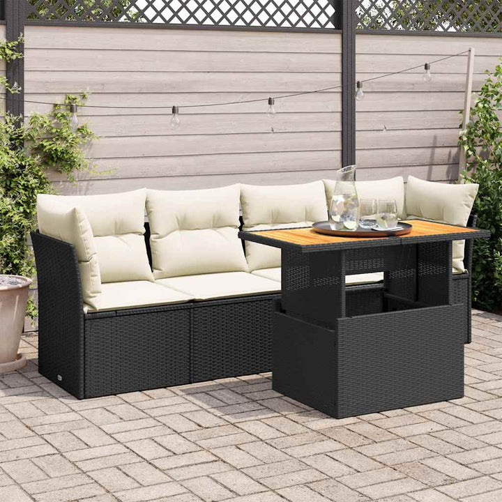 Set Mobilier De Grădină Cu Perne, 5 Piese, , Poliratan