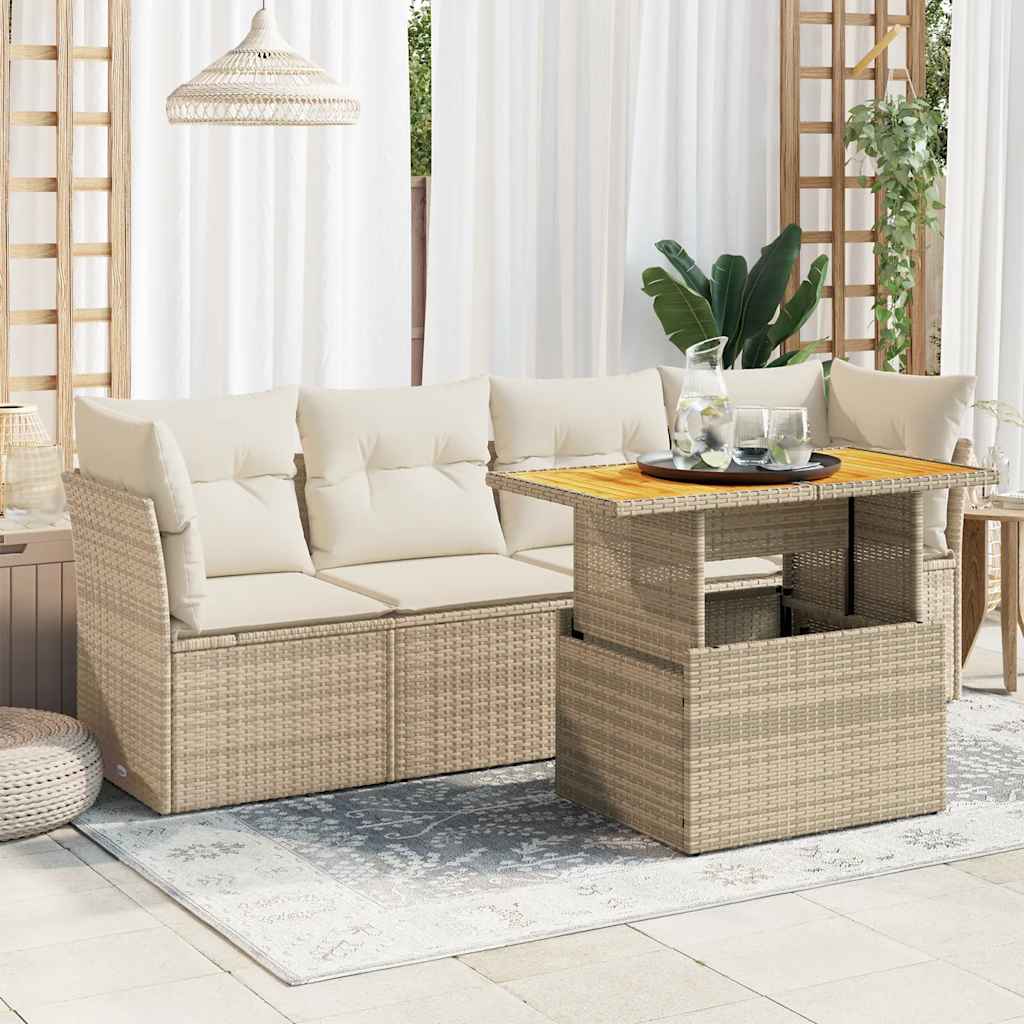 Set Mobilier De Grădină Cu Perne, 5 Piese, , Poliratan