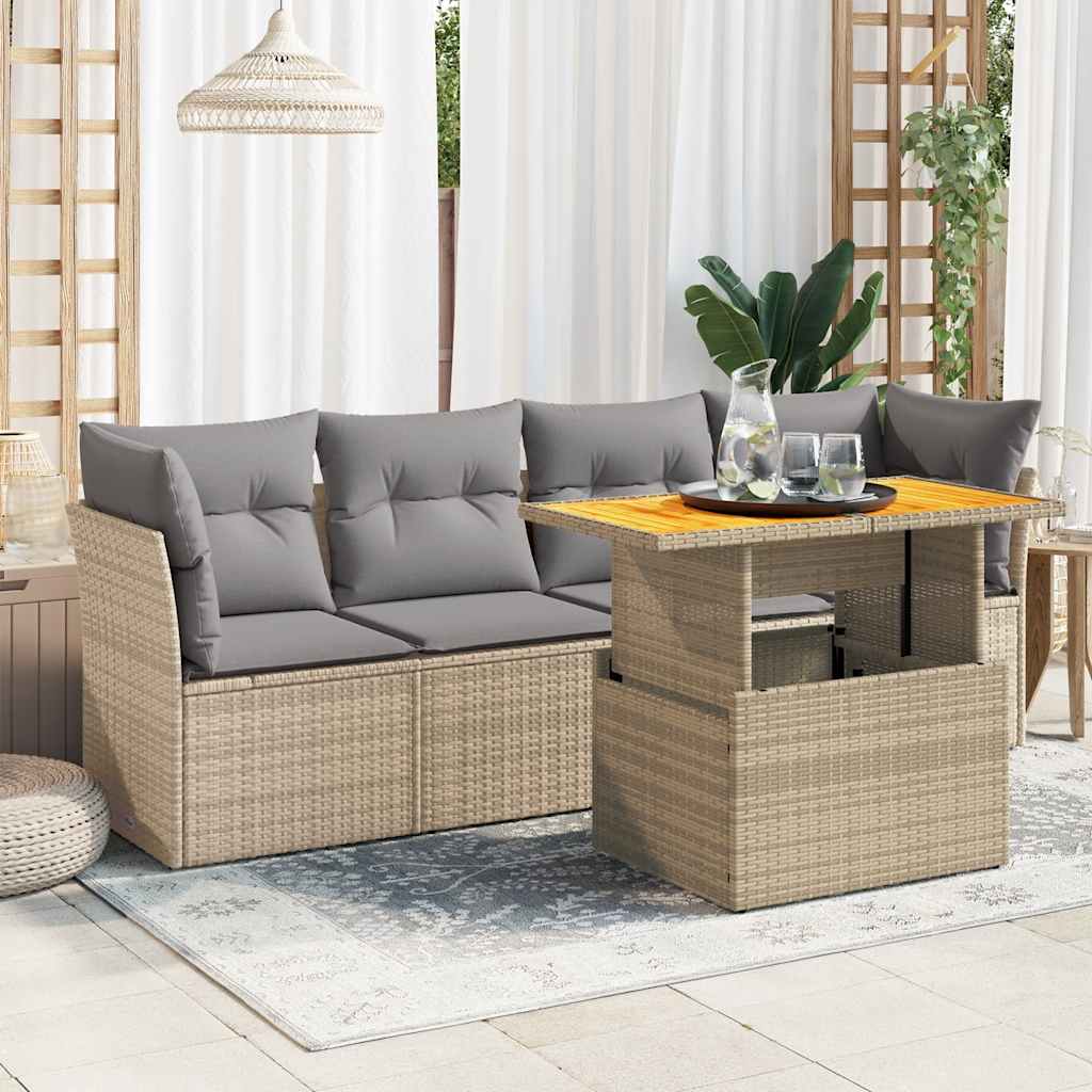 Set Mobilier De Grădină Cu Perne, 5 Piese, , Poliratan
