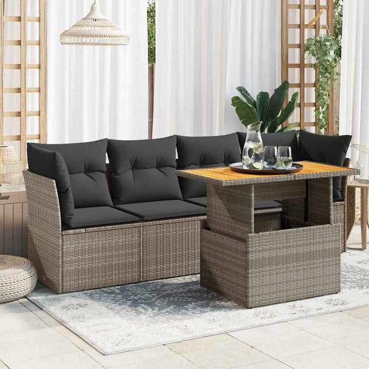 Set Mobilier De Grădină Cu Perne, 5 Piese, , Poliratan