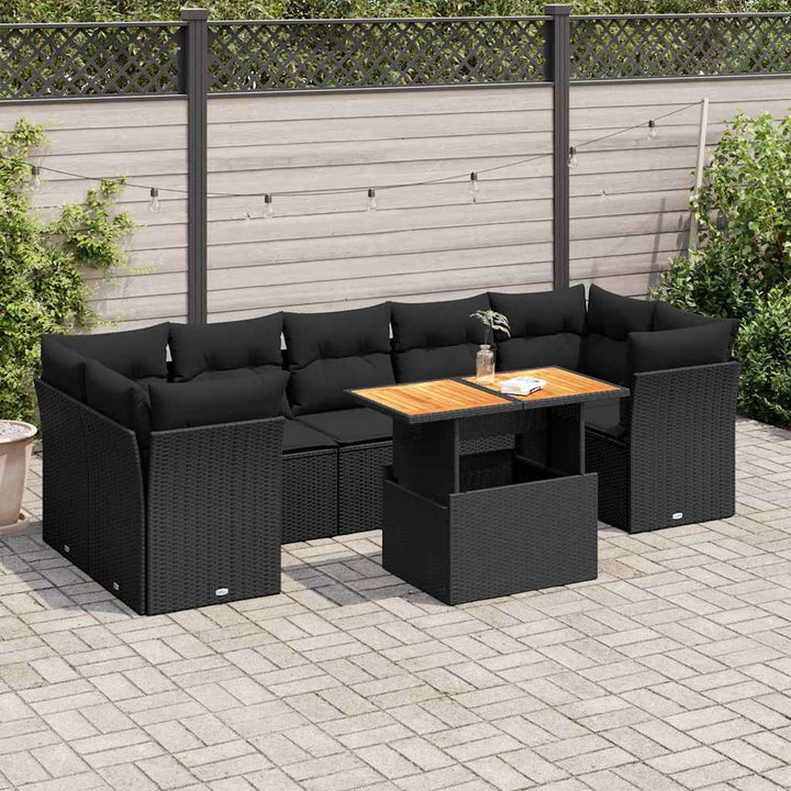 Set Mobilier De Grădină Cu Perne, 8 Piese, , Poliratan