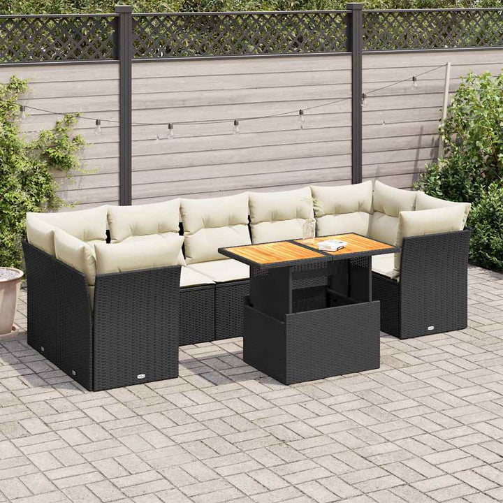 Set Mobilier De Grădină Cu Perne, 8 Piese, , Poliratan