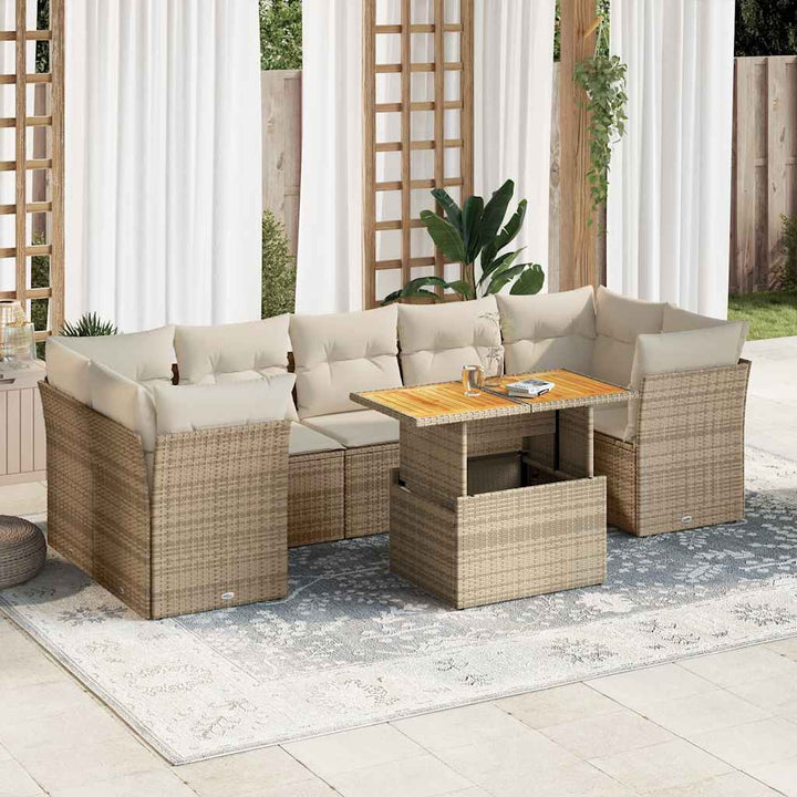 Set Mobilier De Grădină Cu Perne, 8 Piese, , Poliratan
