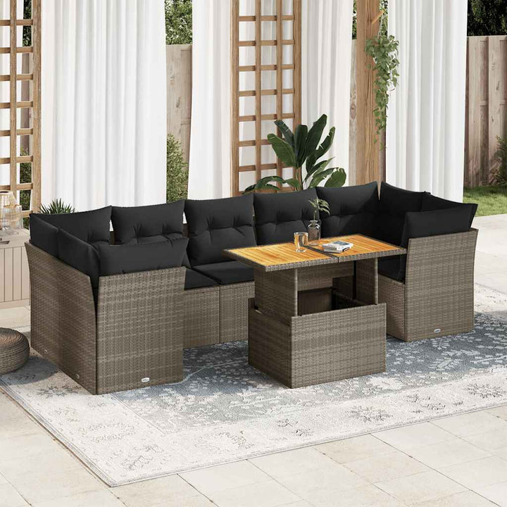 Set Mobilier De Grădină Cu Perne, 8 Piese, , Poliratan