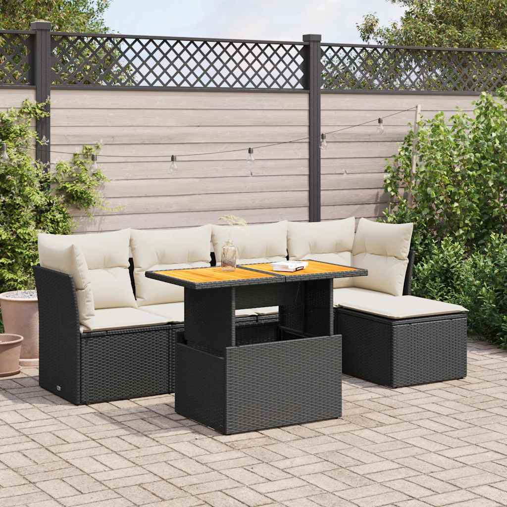 Set Mobilier De Grădină Cu Perne, 6 Piese, , Poliratan