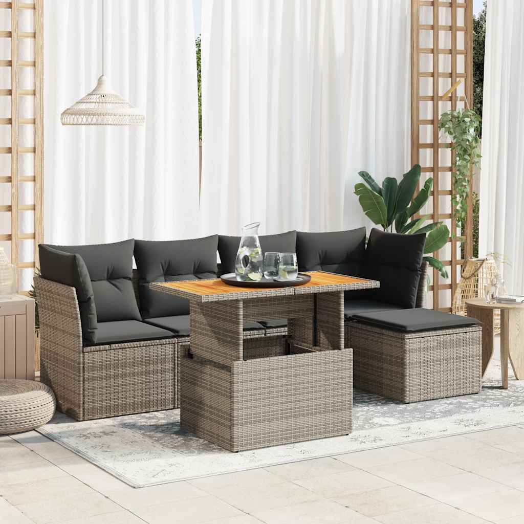 Set Mobilier De Grădină Cu Perne, 6 Piese, , Poliratan