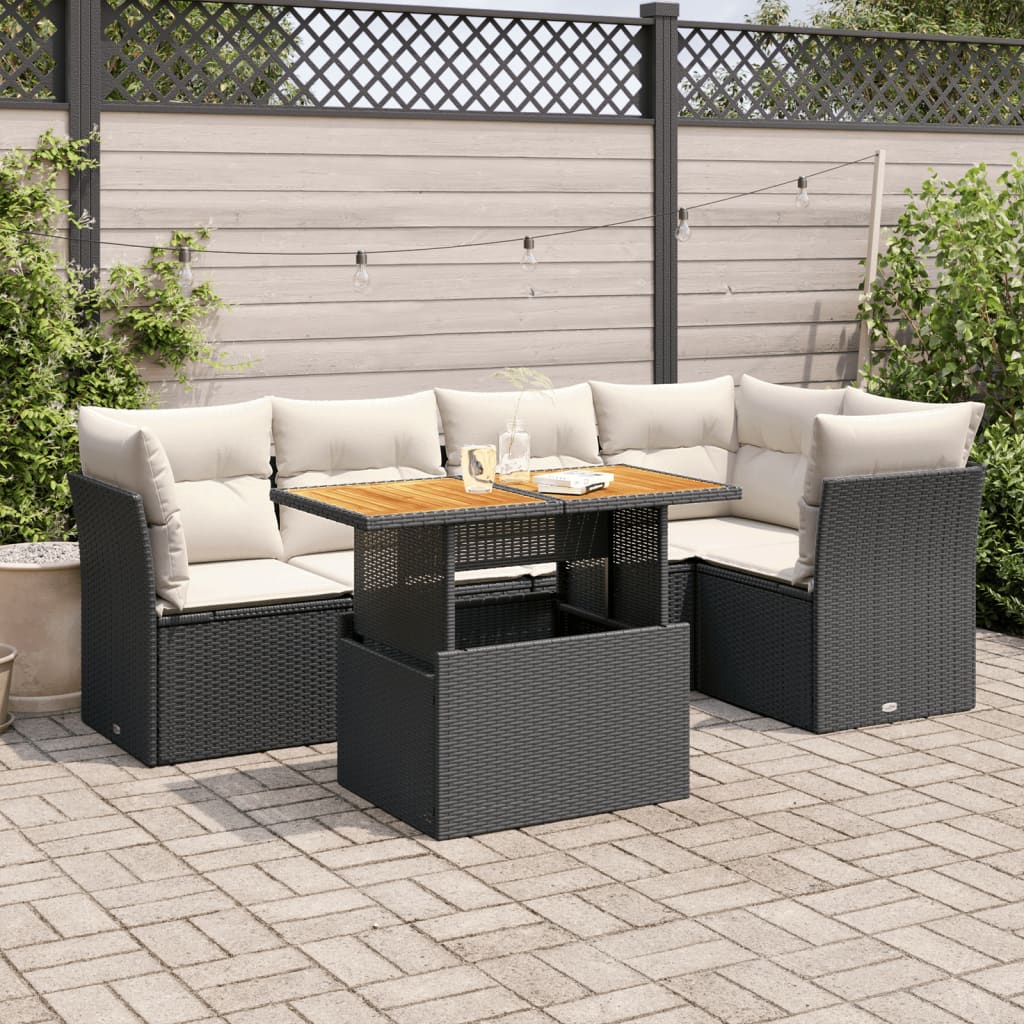 Set Canapele De Grădină Cu Perne, 5 Piese, Bej, Poliratan