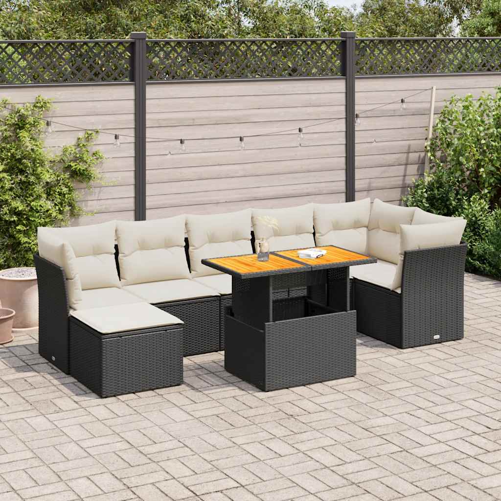 Set Mobilier De Grădină Cu Perne, 8 Piese, , Poliratan