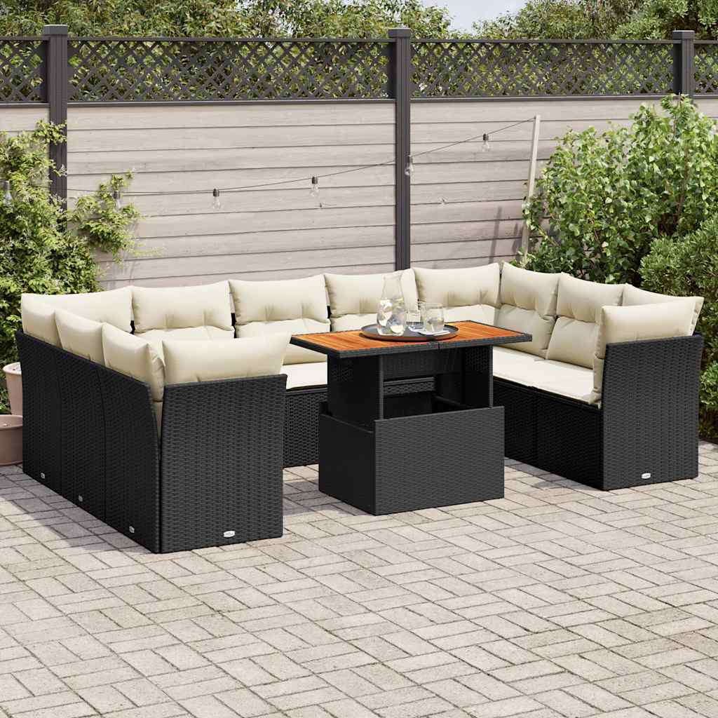 Set Canapele De Grădină Cu Perne, 10 Piese, , Poliratan