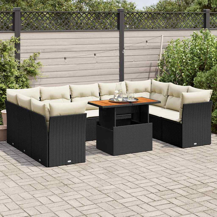 Set Canapele De Grădină Cu Perne, 10 Piese, , Poliratan