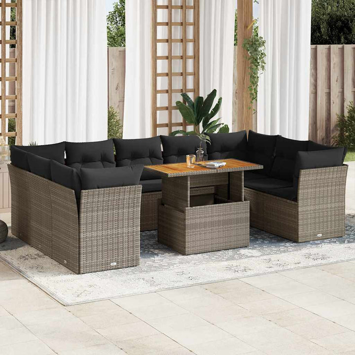 Set Canapele De Grădină Cu Perne, 10 Piese, , Poliratan