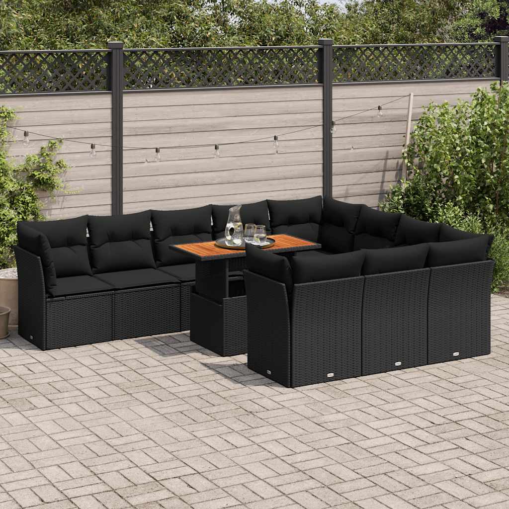 Set Canapele De Grădină Cu Perne, 11 Piese, , Poliratan