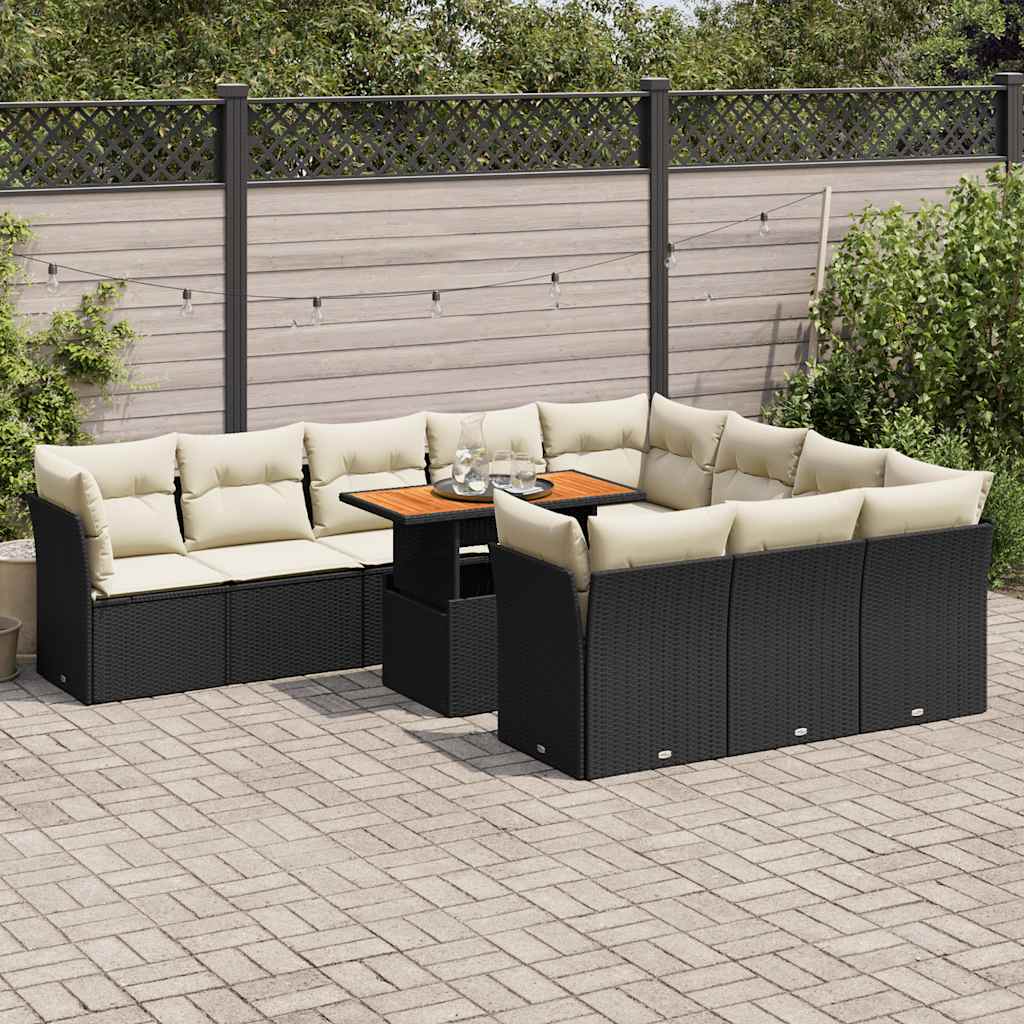 Set Canapele De Grădină Cu Perne, 11 Piese, , Poliratan